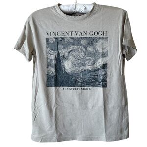 T-shirt Greige Vincent Van Gogh The Starry Night Short Sleeve Size Small